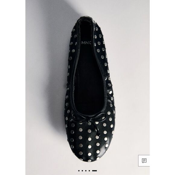 MNG BY MANGO BALLERINA FLATS SHOES STUDDED BOW 38 US 7.5 - Picture 3 of 5